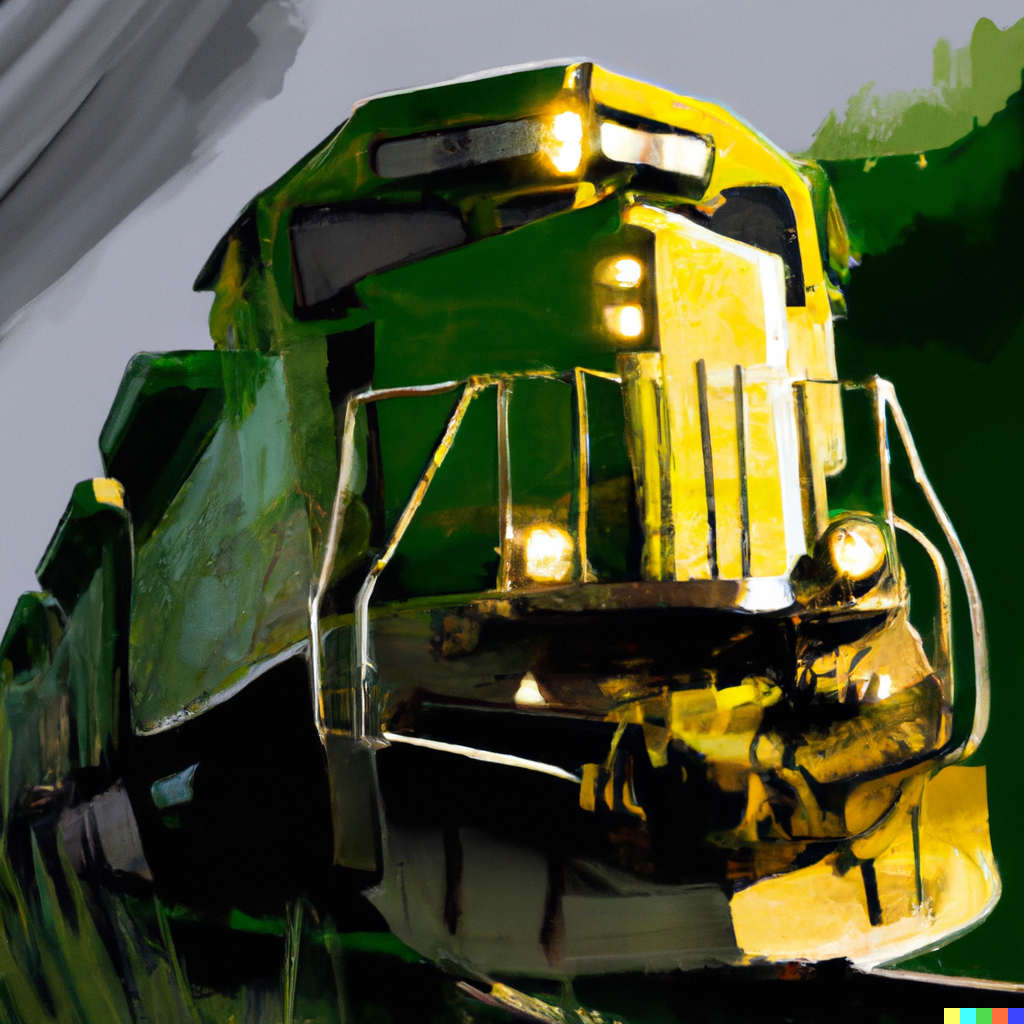 Une peinture d'un train cherchant son chemin